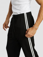 Side Stripe Straight Leg Pants - Grey